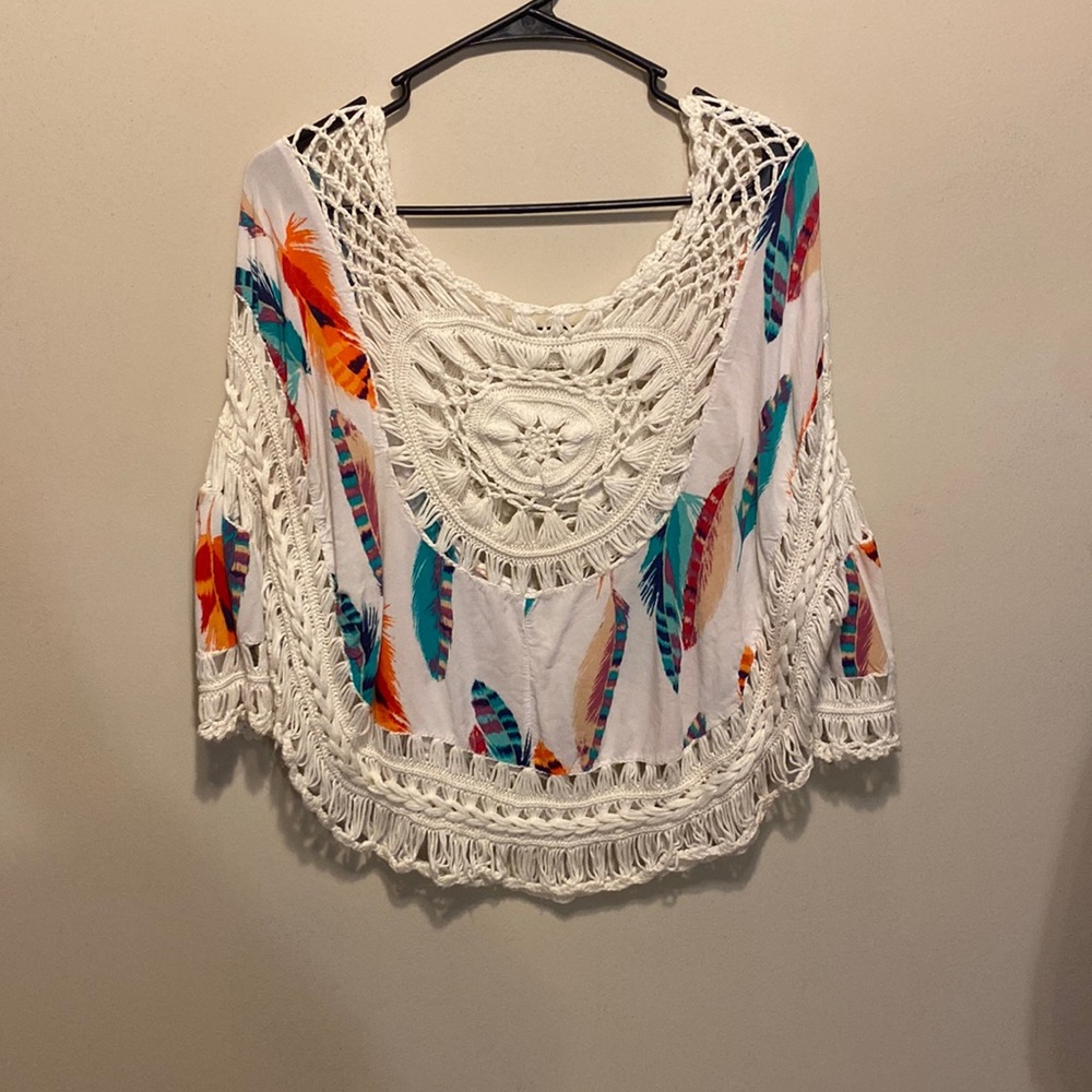 Boho White Feather Shirt